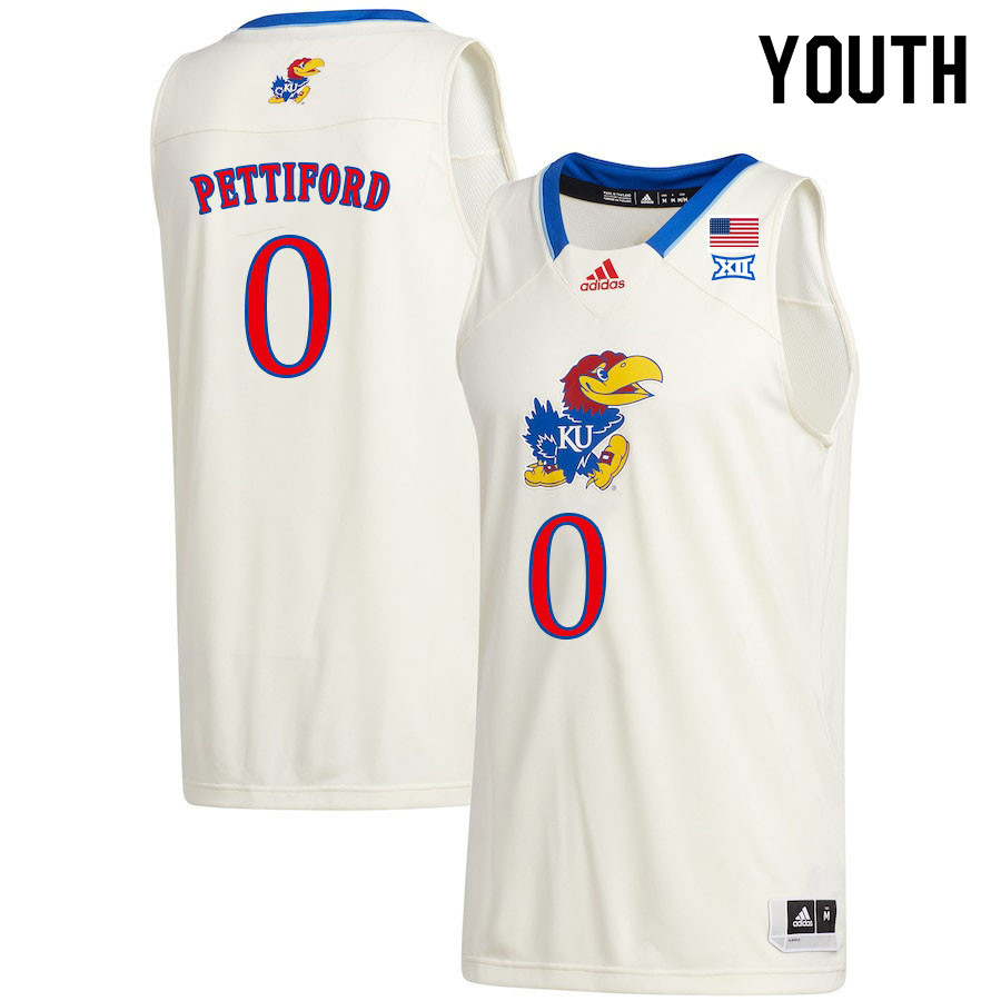 Youth #0 Bobby Pettiford Kansas Jayhawks College Basketball Jerseys Sale-Cream
